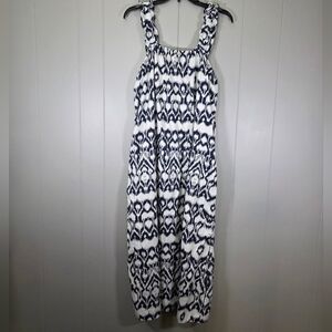 Brochu Walker White Serena Sleeveless Ikat Print Dress Size M